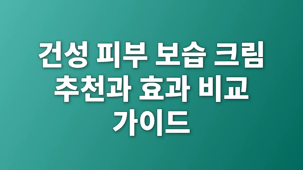 건성 피부 보습 크림 추천과 효과 비교 가이드
